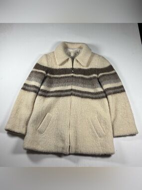 Vintage 60s Hilda Ltd. Icelandic 100% Wool Zip Up Sweater Coat Women’s Size L